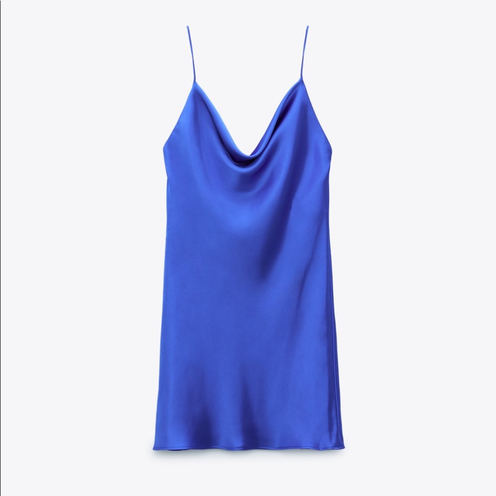 Zara Blue Satin Mini Dress